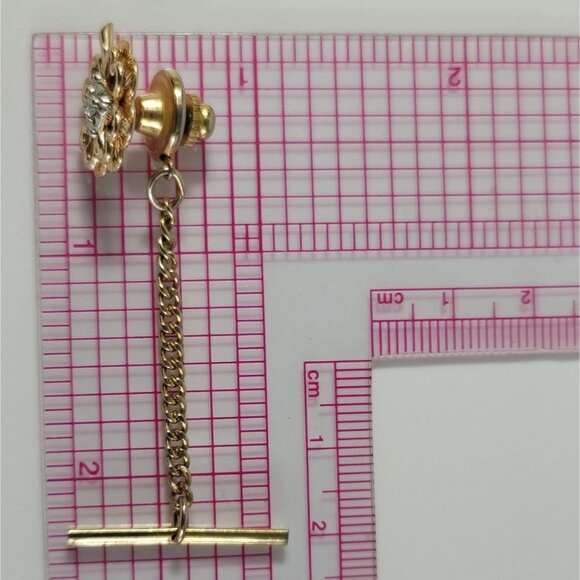VTG 14kt Solid Yellow Gold Genuine Diamond 4 Leaf Clover Pin Tie Tack 5.48g 10mm - Picture 10 of 13